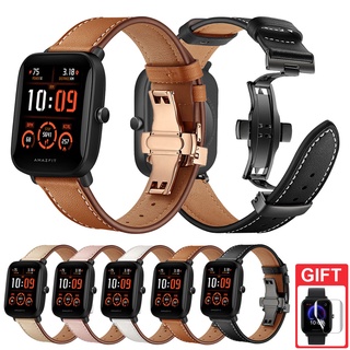 สายนาฬิกาข้อมือหนัง แบบเปลี่ยน สําหรับ Xiaomi Huami Amazfit Bip U Pro GTS 3 Bip S Lite GTS 2 Mini GTR 42mm