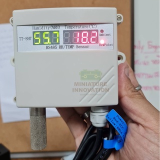 Temperature and Humidity transmitter RS485 output Modbus RTU with display (หัวเซ็นเซอร์เป็นโลหะ) (MI-Air-TH-Dis2)