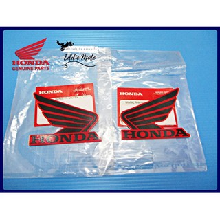 HONDA WING (75 mm.) STICKER "RED" &amp; "BLACK"  "GENUINE PARTS"  // สติ๊กเกอร์ Honda แท้ สีดำตัดเส้นแดง ขนาด 75MM