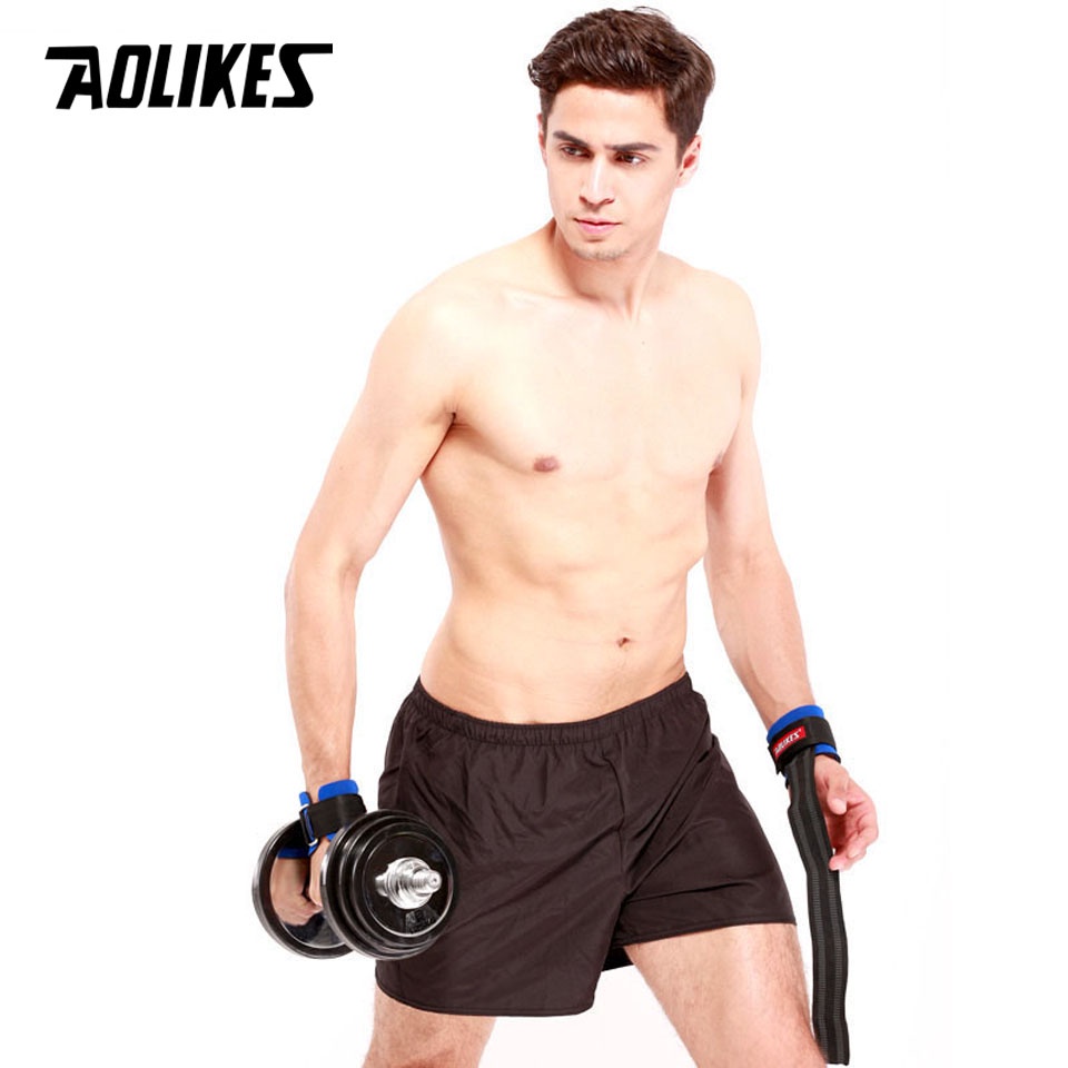 Aolikes 1 คู่ กันลื่น หนา ยิม ฝึกยกน้ําหนัก ถุงมือ บาร์เบล สายรัด ห่อมือ พร้อมสายรัดข้อมือ - รูปที่ 3