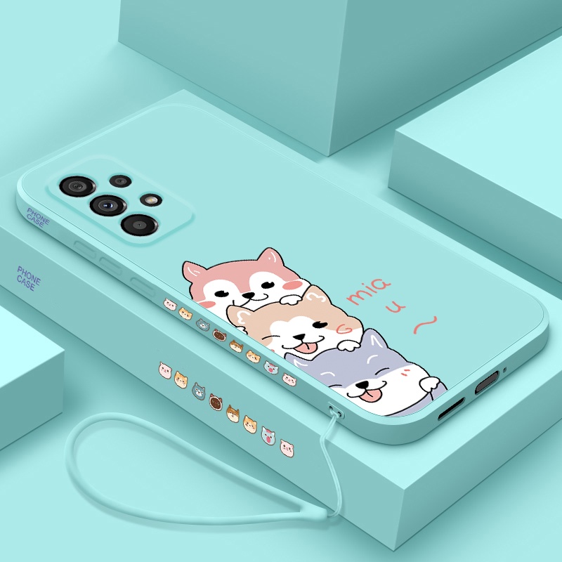 เคสโทรศัพท์มือถือแบบนิ่ม TPU กันกระแทก ลายการ์ตูนสัตว์เลี้ยงสามตัวน่ารัก สําหรับ Samsung A03 A03S A12 A13 A22 A23 A32 A53 A73