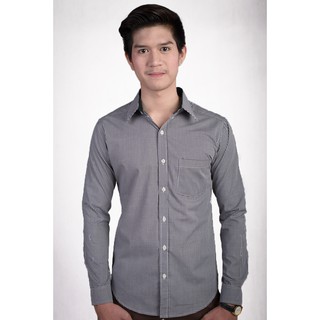 เสื้อเชิ้ตผู้ชายลายตารางสีดำ