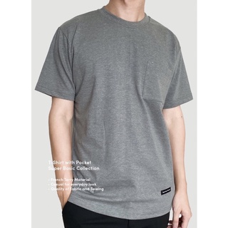 ผ้าดีมาก เสื้อยืดคอกลม มีกระเป๋า ผ้าเกร็ดปลา ผ้านิ่ม ทรงสลิม…