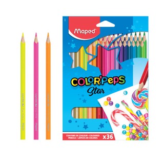 สีไม้ด้ามสามเหลี่ยม สำหรับเด็ก Maped Colorpeps Stars 36สี