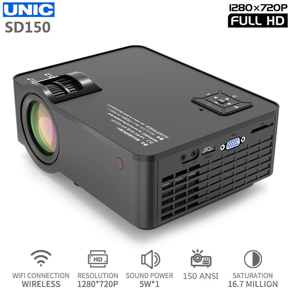 UNIC SD150 LED 6000 Lumens 1280x800 Resolution Projector 1080P Full HD ...
