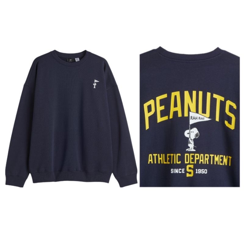 H&M ชม.&ม.&M Peanuts Navy Crewneck