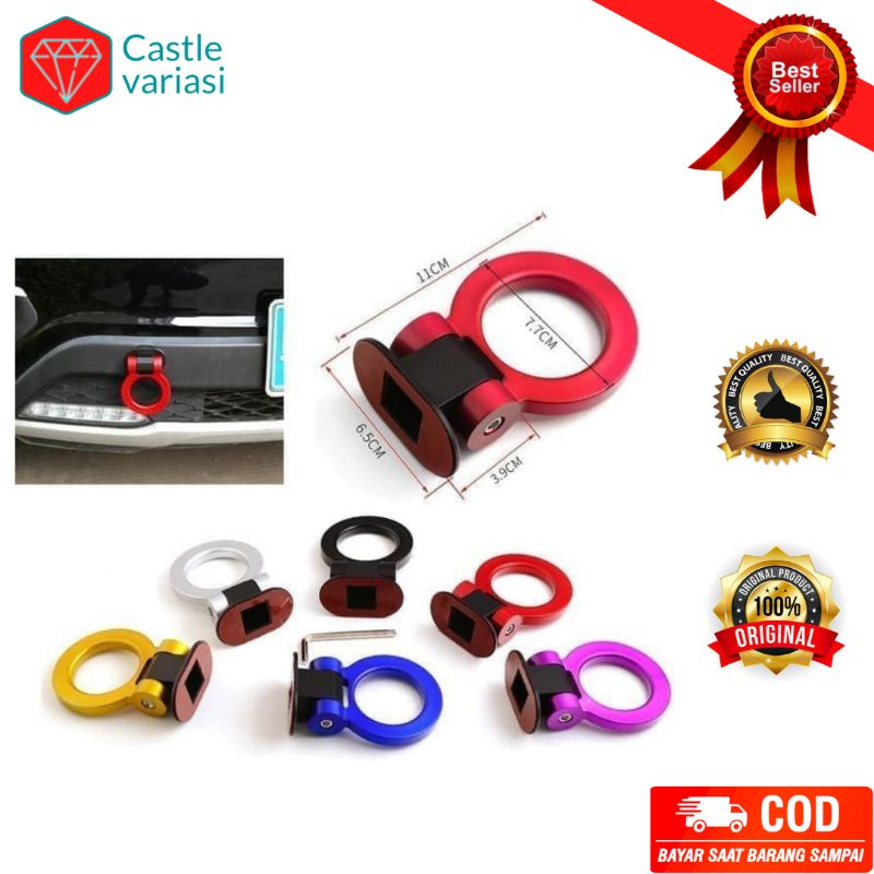 MERAH Dummy Tow Hook รอบ Tow Hook UNIVERSAL Tow Hook / สีดําสีแดงสีฟ้ารถกันชน variation
