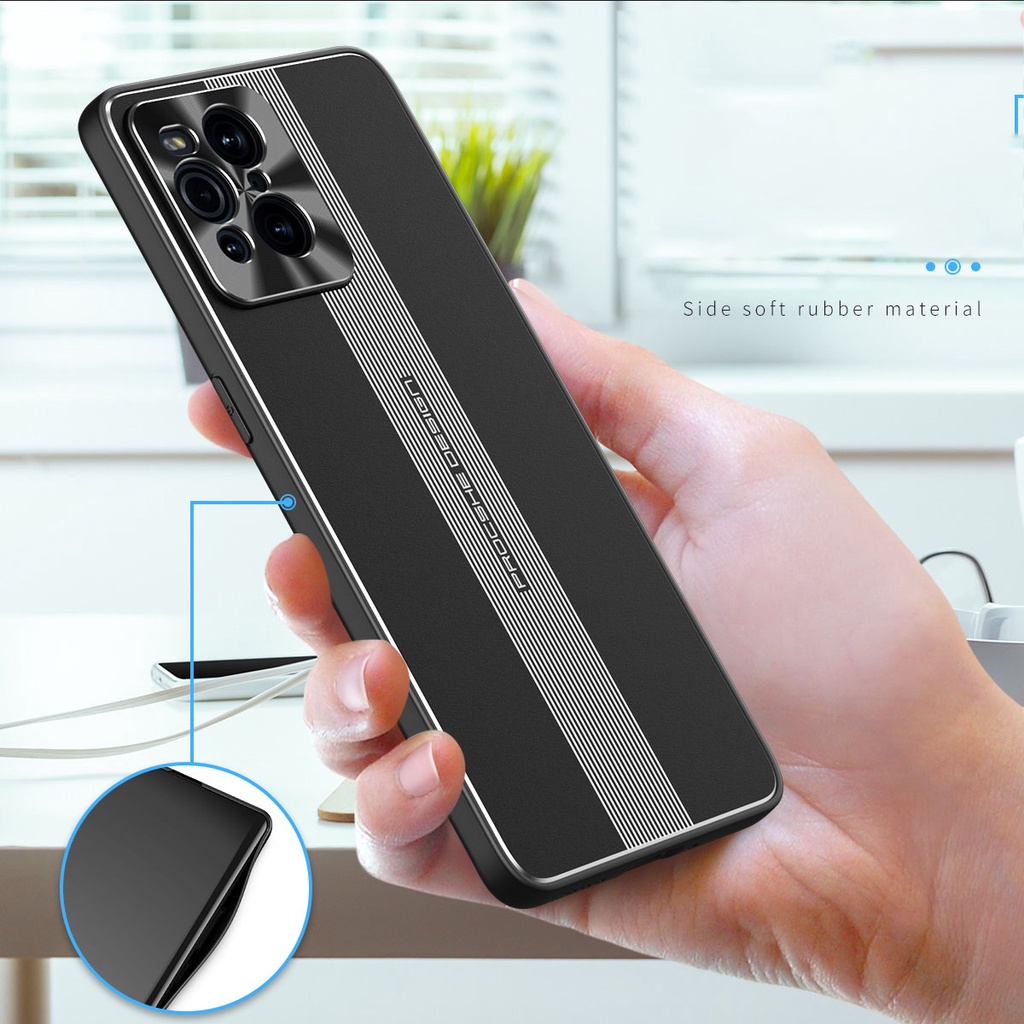 เคสโทรศัพท์ OPPO Find X3 Pro 2021 New Phone Case Casing Soft Edge Metal Men Black Back Cover เคส OPPO FindX3 X3Pro