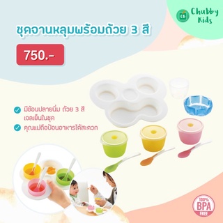 Richell - ชุดจานหลุม พร้อมถ้วย 3 สี Weaning Starter Set