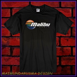 ผ้าฝ้ายคอกลมGildan เสื้อยืดผ้าฝ้าย 100% พิมพ์ลายโลโก้เรือ Malibu ยอดนิยม ของขวัญวันเกิด สําหรับผู้ชายfrom S-4XL