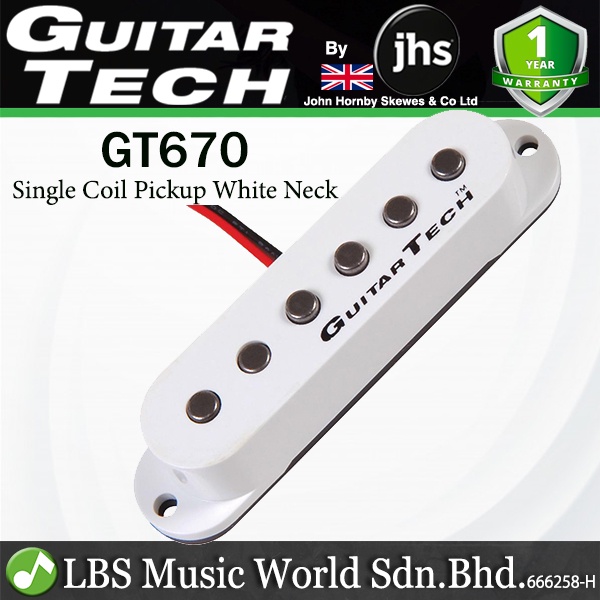 Guitar Tech GT670 Single Coil Neck Pickup สําหรับกีตาร์ไฟฟ้า - สีขาว (GT 670)
