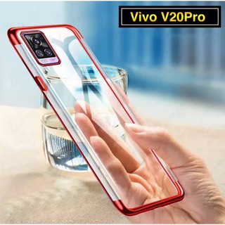 [ส่งจากไทย] Case Vivo V20Pro เคสวีโว่ เคส vivo V20pro เคสนิ่ม TPU CASE เคสขอบสีหลังใส เคสกันกระแทก เคสซีลีโคน เคส