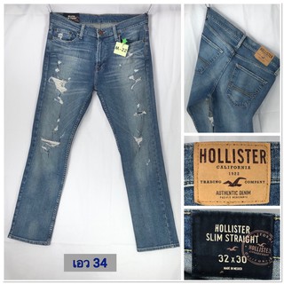 M-22&gt;&gt;👖 กางเกงยีนส์ผู้ชาย HOLLISTER แบรนด์เนมแท้มือสองญี่ปุ่น เอว34