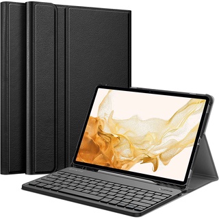 Samsung Galaxy Tab A8 10.5 X200 Tab S8 11 X700 S8 Plus 12.4 X800 Tab S6 Lite 10.4 P610 S7 Plus 12.4 T970 S7 FE 12.4 T730 Tab S7 11" T870 Leather Flip Tablet With Detachable Wireless Bluetooth Keyboard Tablet Case Cover Anti-Vibration Rear Pen Slot