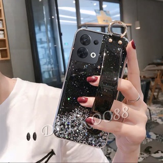 เคสโทรศัพท์มือถือ OPPO Reno8 Reno7 Reno6 Z Pro 5G 4G Find X5 Pro Handphone Casing with Wristband Transparent Clear TPU Phone Case Softcase Star Space Back Cover Cases Reno 8 8Pro 7 7Z 6 6Z