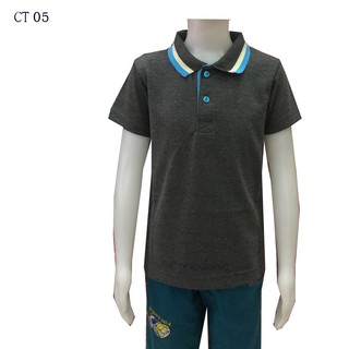 เสื้อโปโลเด็ก CA03 สีเทาท๊อปดำ และสีเทาท๊อปขาว