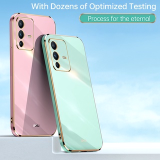 2022 New เคสโทรศัพท์ VIVO V23 5G Luxury Multicolor Electroplated Straight Edge Ultra-thin Shockproof Softcase Protection Back Cover เคส VIVOV23 Vivo V23