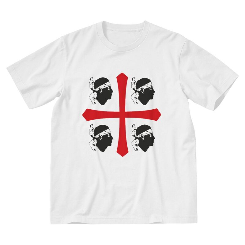 เสื้อยืดสีขาวเสื้อยืดแขนสั้น ผ้าฝ้าย พิมพ์ลายธงอิตาลี Sardegna สไตล์สตรีท อิตาลี สําหรับผู้ชายS-4XL