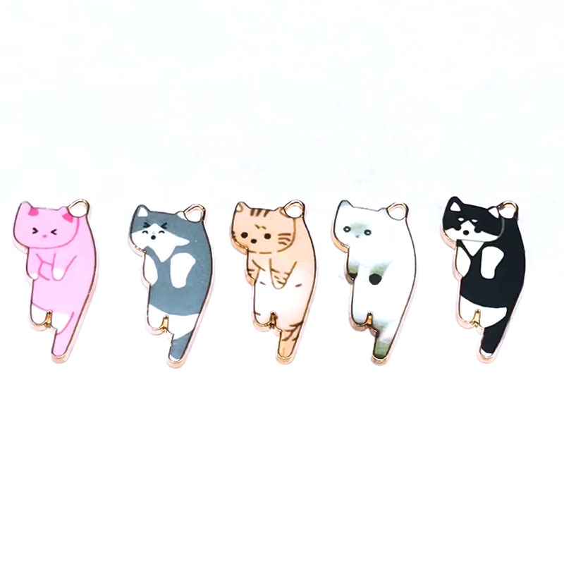 จี้โลหะผสม รูปแมวน่ารัก สําหรับทําเครื่องประดับ ต่างหู DIY จํานวน 4 ชิ้น