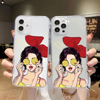 เคสโทรศัพท์มือถือ ซิลิโคนนิ่ม ใส กันกระแทก ลายเลม่อน เด็กผู้หญิง สําหรับ เคสไอโฟน11 โทรศัพท์ 6s 7 8 plus ip i 11 เคสไอโฟน 13 เคสไอโฟน 14 เคสไอโฟน 12 pro max mini เคสไอโฟน7พลัส xs XR case เคสโทรศัพท์