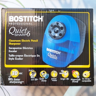 (BOSTITCH®) QuietSharp 6 Heavy Duty Classroom Electric Pencil Sharpener, 6-Holes, Blue (EPS10HC) เครื่องเหลาดินสอไฟฟ้า 6 รู กบเหลาดินสอ กบเหลา