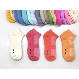 หนา2เท่า ถุงเท้าพื้นหนาข้อสั้น สีสด ผ้าCotton แท้คุณภาพดี ( แบบหนา ) สี : สีสดกว่า 30 สี