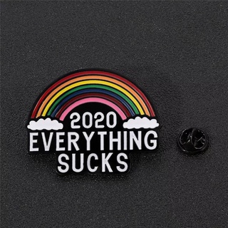 เข็มกลัด / หมุดโลหะ รุ้ง Rainbow 2020 EVERYTHING SUCKS 💨🌈☁ ( Hard Enamel Pin )