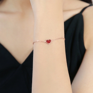 ( Women Fashion ) สร้อยข้อมือโซ่สีทองจี้หัวใจสําหรับผู้หญิง
