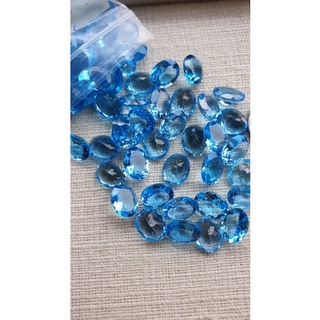 ( ราคาต่อเม็ดนะคะ ) สวิตบลูโทพาส ( Swiss Blue Topaz ) ทรงไข่ ขนาด 9x11มิล #ไฟดี #สีท็อป พลอย พลอยแท้ หิน หินแท้ โทปาส