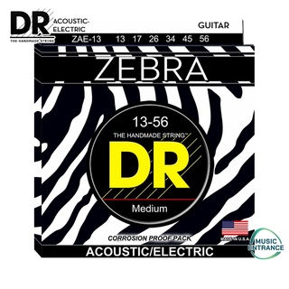 DR Strings สายกีต้าร์โปร่งไฟฟ้า ZEBRA - Acoustic-Electric: 13-56