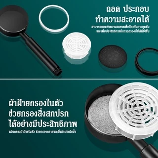 ฝักบัวอาบน้ำ เพิ่มแรงดัน สแตนเลสสีดำ 304 แท้ ฝักบัวแรงดันสูง ฝักบัวอาบน้ำ ไม่มีสนิม ประหยัดน้ำ #B-032