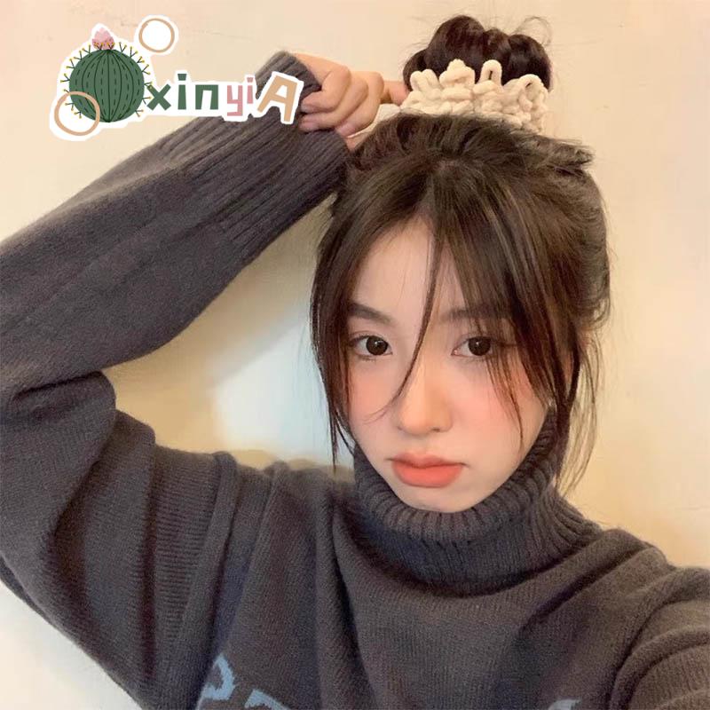 【XINYIA】ที่คาดผมยางยืดเกาหลีแบบนุ่มขนาดใหญ่ที่มัดผมแบบพับได้สำหรับฤดูใบไม้ร่วงและฤดูหนาว