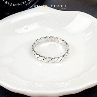 แหวนเงินแท้ 92.5% ลายเกลียวทับแบนกว้าง 3.5มิล รมดำ แฟชั่น ดี…