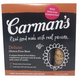 Carmans Deluxe Gulten Free Muesli Bar 210g  คาร์แมนดีลักซ์กุลเทนฟรีมูสลี่บาร์ 210 กรัม