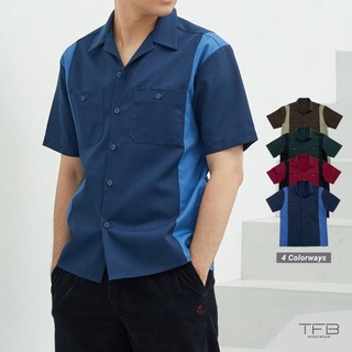 เสื้อช็อป เสื้อช็อปช่าง เสื้อแจ็คเก็ต ติดกระดุม แขนสั้น (สีกรม) TFB Workwear