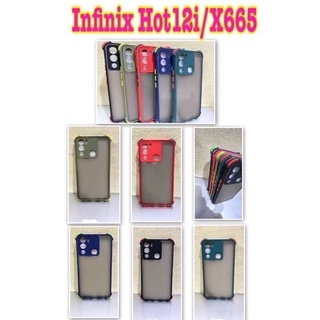 Infinix HOT 12i CASE ขอบสี นิ่มสีพาสเทล แบบด้าน บาง ลดรอยนิ้ว คลุมกล้อง มีปุ่มกันกระแทก