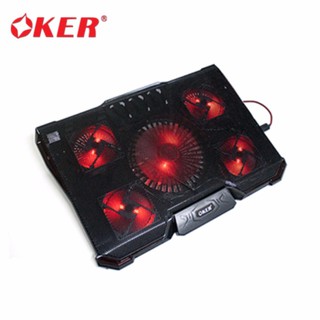 OKER พัดลมรองโน๊ตบุ็ค Gaming Laptop Cooling Pad 5 Fans รุ่น X735 (สีดำแดง)#1078