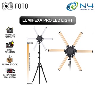 Lumihexa Pro หลอดไฟดิจิทัล LED ทรงกลม 3200K-5600K หรี่แสงได้ ไร้ขั้นตอน สําหรับถ่ายภาพ