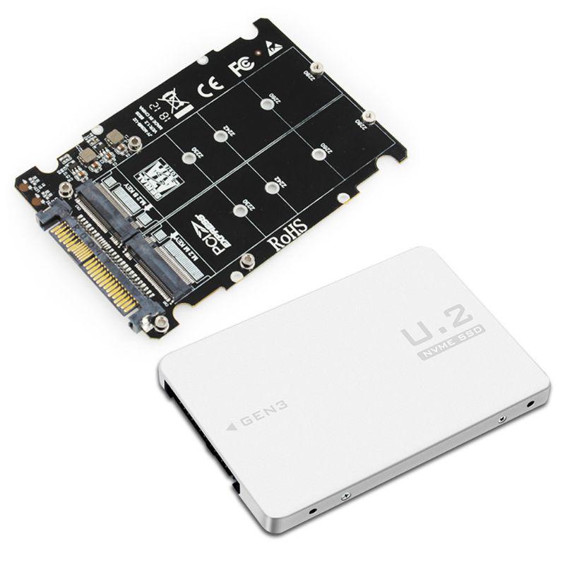 M.2 SSD To U.2 อะแดปเตอร์ 2in1 M.2 NVMe และ SATA-Bus NGFF SSD เป็น PCI-e U.2 SFF-8639 อะแดปเตอร์