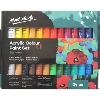 Mont Marte Acrylic Paint Set Signature 24 pc 36ml ชุด สีอะคริลิก 24 สี ปริมาณหลอดละ 36 ml สีอะคริลิค