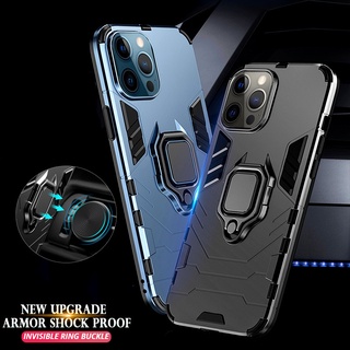 Shockproof Armor Case Compatible with IPhone 14 13 12 11 Pro Max X XR Xs Max 8 7 6 6s Plus SE 2020 Metal magnetic Ring Car Stand Back Cover