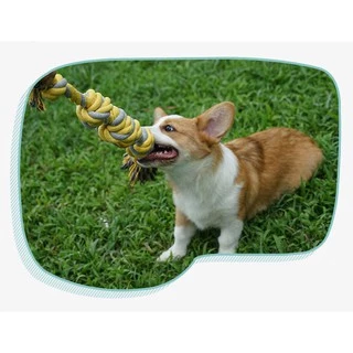 Happy PETs ของเล่นสุนัข เชือกกัดปมใหญ่ สีเหลือง เหมาะสำหรับสุนัขขนาดกลางขึ้นไป ของเล่นหมา