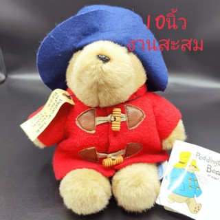 #ตุ๊กตา #หมีแพดดิงตัน #Paddington Bear ลิขสิทธิ์แท้ ใส่ชุดสีแดง หายากมาก นักสะสม ขนาด10นิ้ว สภาพ98% #Eden ป้ายห้อย