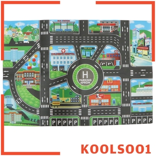 ( Koolsoo1 ) พรมปูพื้นลายถนนจราจรถนนและรถไฟของเล่นสําหรับเด็ก