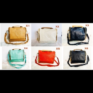 👜 กระเป๋าคล้องแขน/สะพาย สีพื้น มีรอยปั๊มนูน