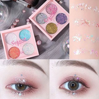 NEW❗ CDE Four-color sequin eyeshadow cream เจลกากเพชร ทาตาเนื้อครีม 4 สี กากเพชรแต่งหน้า กากเพชรทาผม กากเพชร