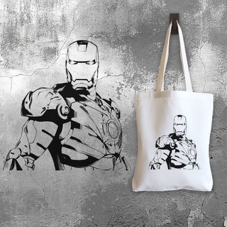 กระเป๋าผ้าแคนวาส สไตล์ที่ 172 สกรีนลายสไตล์พ่นสีสเปร์ย แนว Street Art ลาย Marvel-Iron-Man