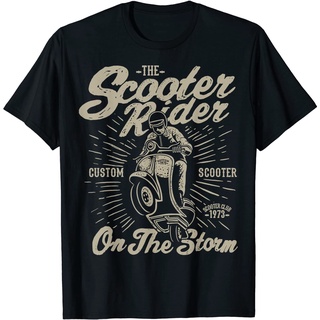 ผ้าฝ้ายคอกลมเสื้อยืด พิมพ์ลายรถจักรยานยนต์ Scooter Rider สไตล์วินเทจ สําหรับผู้ชาย และผู้หญิง - เสื้อยืดผู้ใหญ่ - เสื้อเ