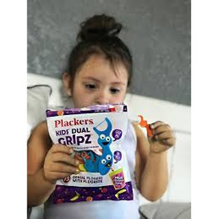 ไหมขัดฟัน มีด้าม Plackers Kids DUAL gripz สำหรับเด็ก 3 ปีขึ้นไป นำเข้าอเมริกา