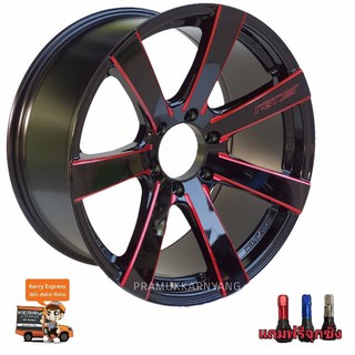 ล้อแม็กขอบ20 ใบพัด 20x9.5 6รู139.7 ET+25 CB106.1 สีดำขลิบแดง ยี่ห้อRTS (สั่งซื้อ4ชิ้นเท่ากับ1ชุด)โปรแถมฟรีจุกซิ่งอย่างดี